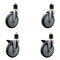 Service Caster 6'' Thermoplastic Rubber Wheel Swivel 1-7/8'' Expanding Stem Caster Set 2 Brakes, 4PK SCC-EX20S614-TPRB-2-PLB-2-178 - alternate 1